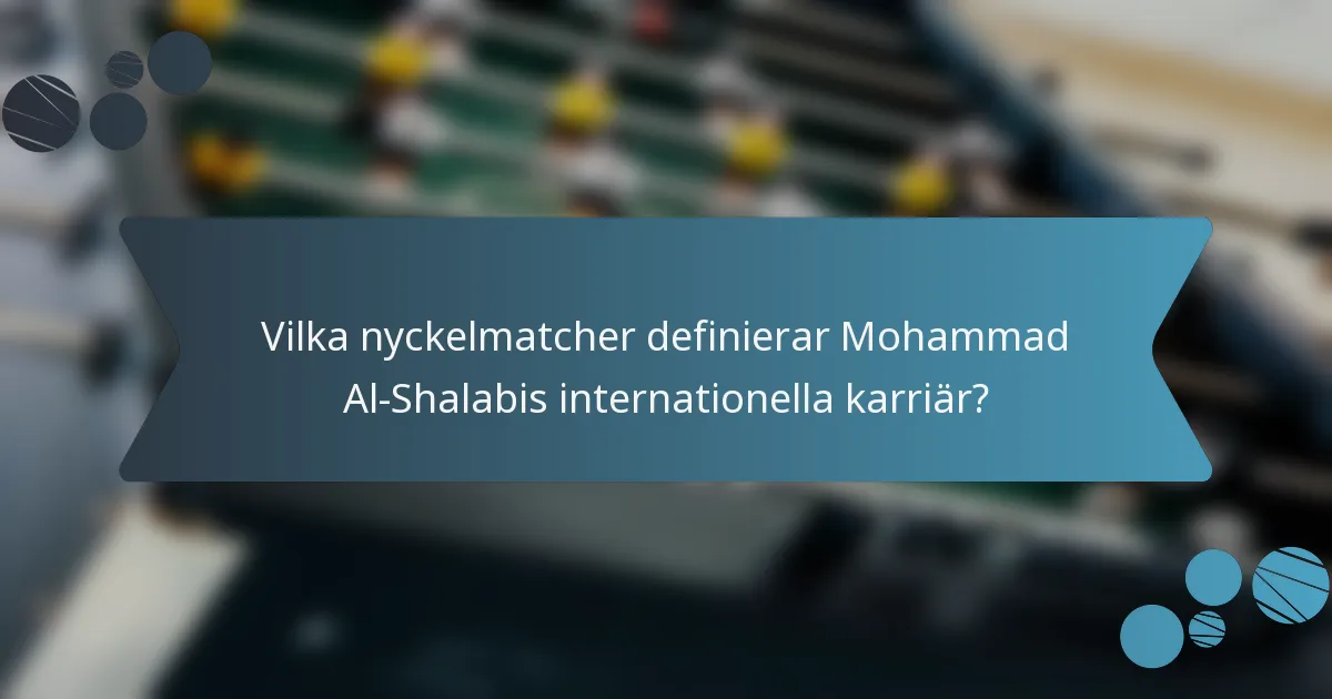 Vilka nyckelmatcher definierar Mohammad Al-Shalabis internationella karriär?